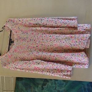 Cable and gauge multi-colored sweater.